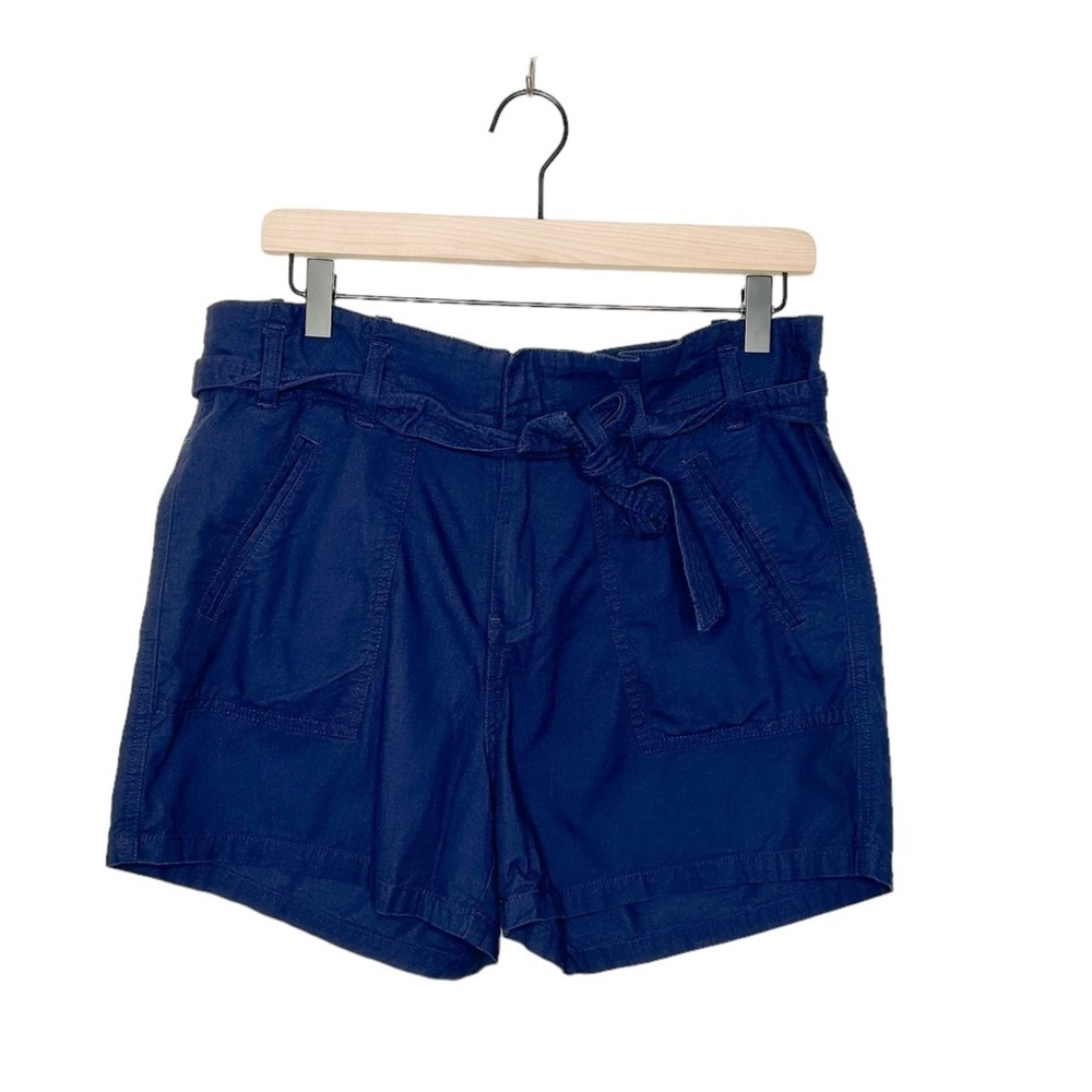 Caslon Nordstrom Womens Paperbag High Waist Belted Navy Blue Shorts 10